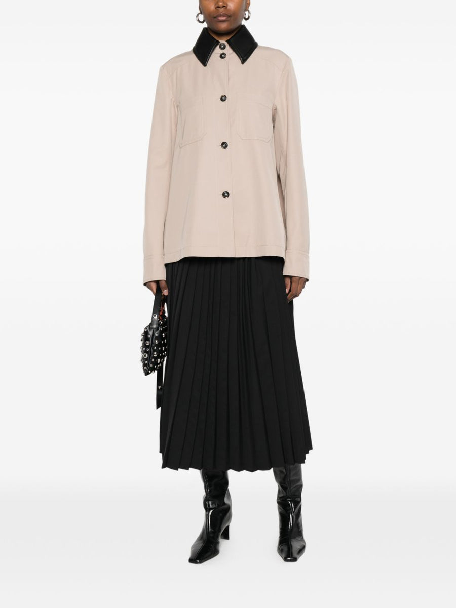 Sportmax Pre Cotton Blend Trench Coat For Women With Contrasting Collar Button Front Timeless Beige Palette