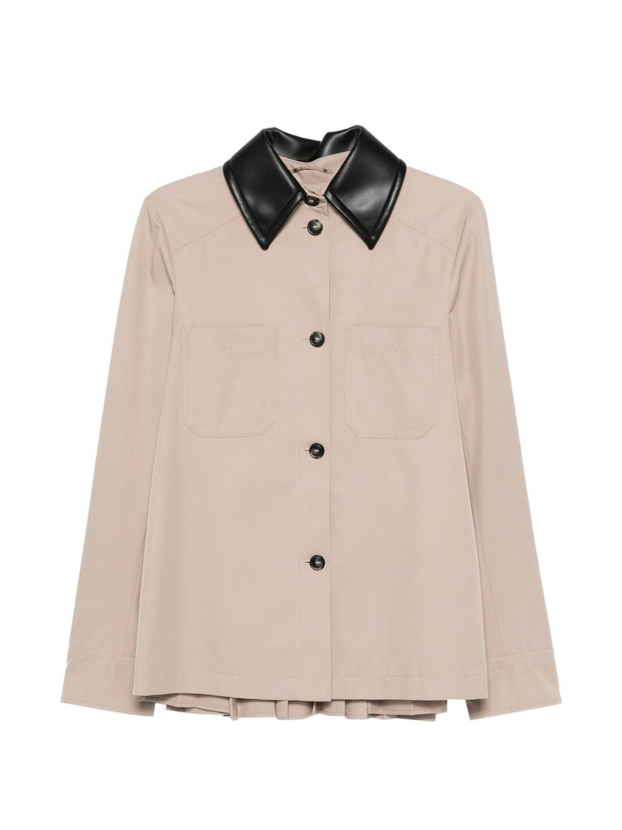 Sportmax Pre Cotton Blend Trench Coat For Women With Contrasting Collar Button Front Timeless Beige Palette