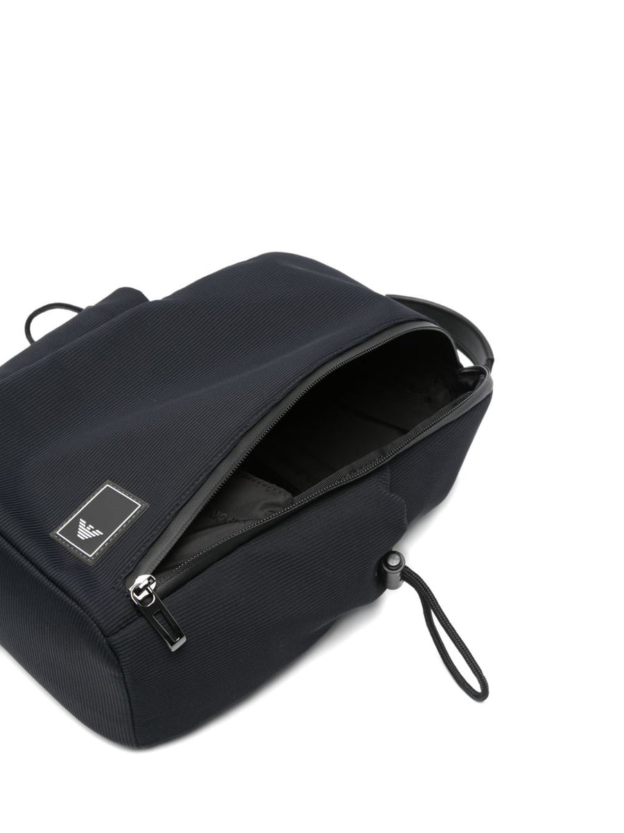Emporio Armani Navy Nylon Backpack With Top Handle Zip And Side Pockets For Men Everyday Use