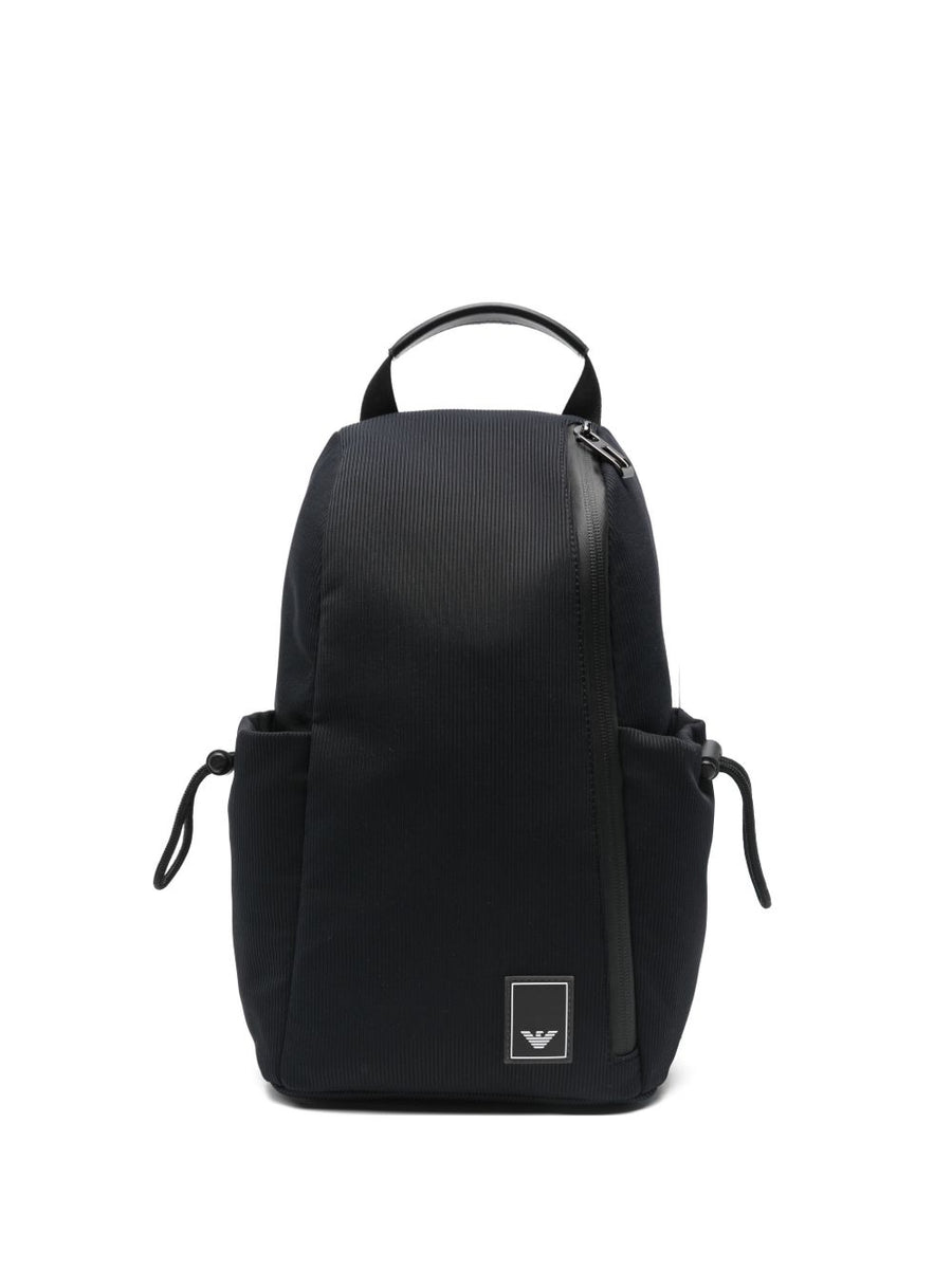 Emporio Armani Navy Nylon Backpack With Top Handle Zip And Side Pockets For Men Everyday Use