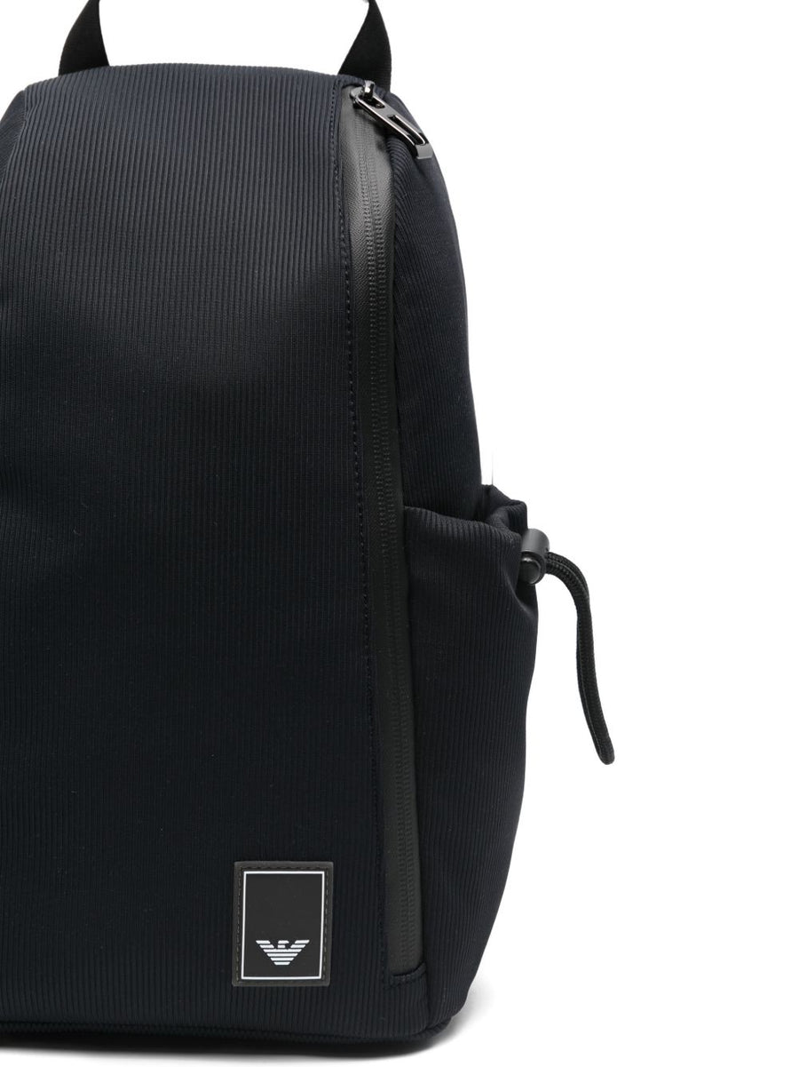 Emporio Armani Navy Nylon Backpack With Top Handle Zip And Side Pockets For Men Everyday Use