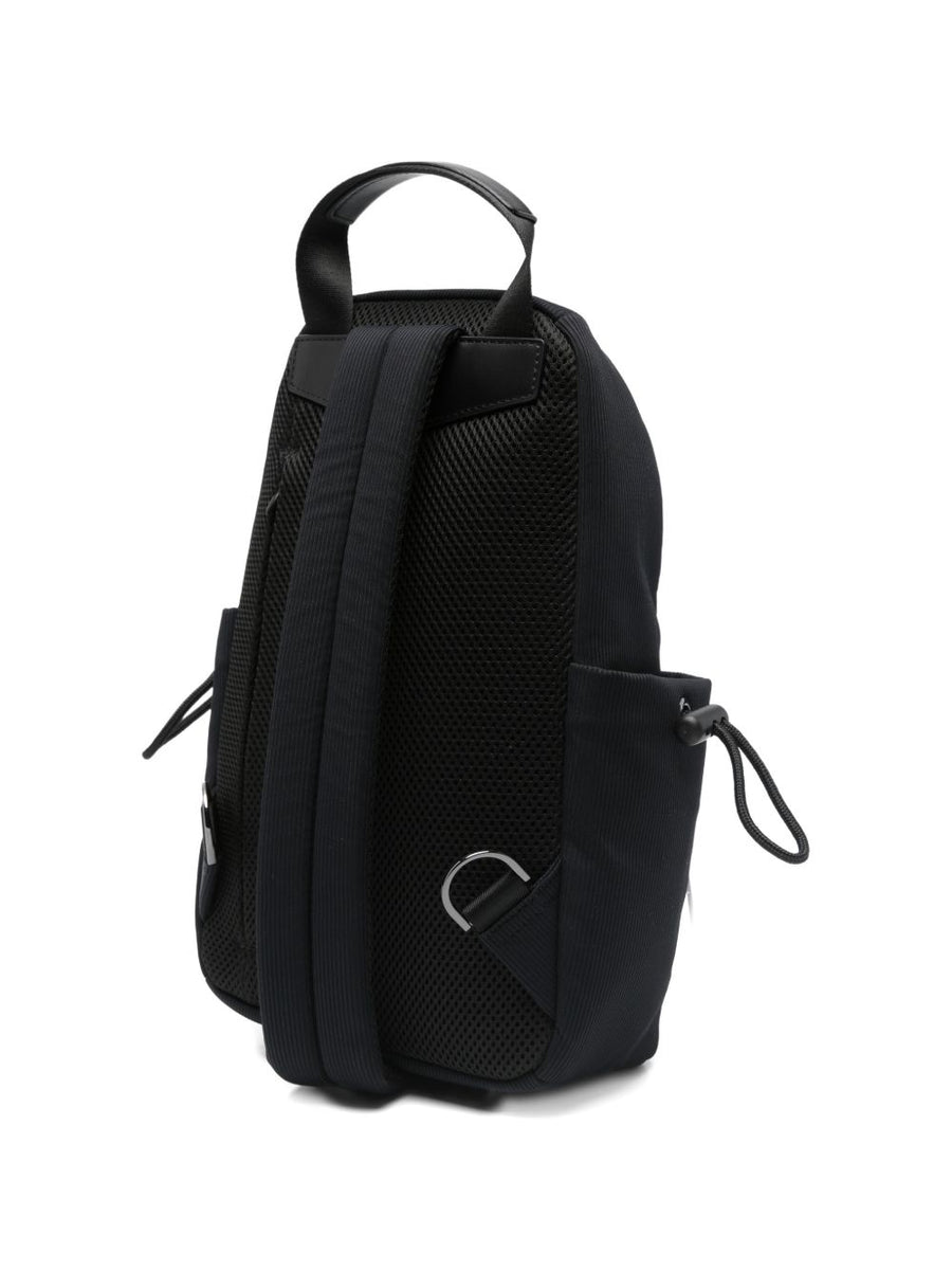 Emporio Armani Navy Nylon Backpack With Top Handle Zip And Side Pockets For Men Everyday Use
