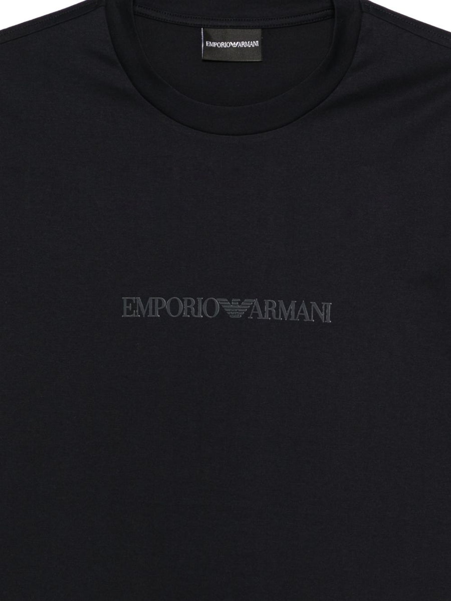 Emporio Armani Logo Cotton T Shirt Navy For Men Luxurious Comfort And Signature Details