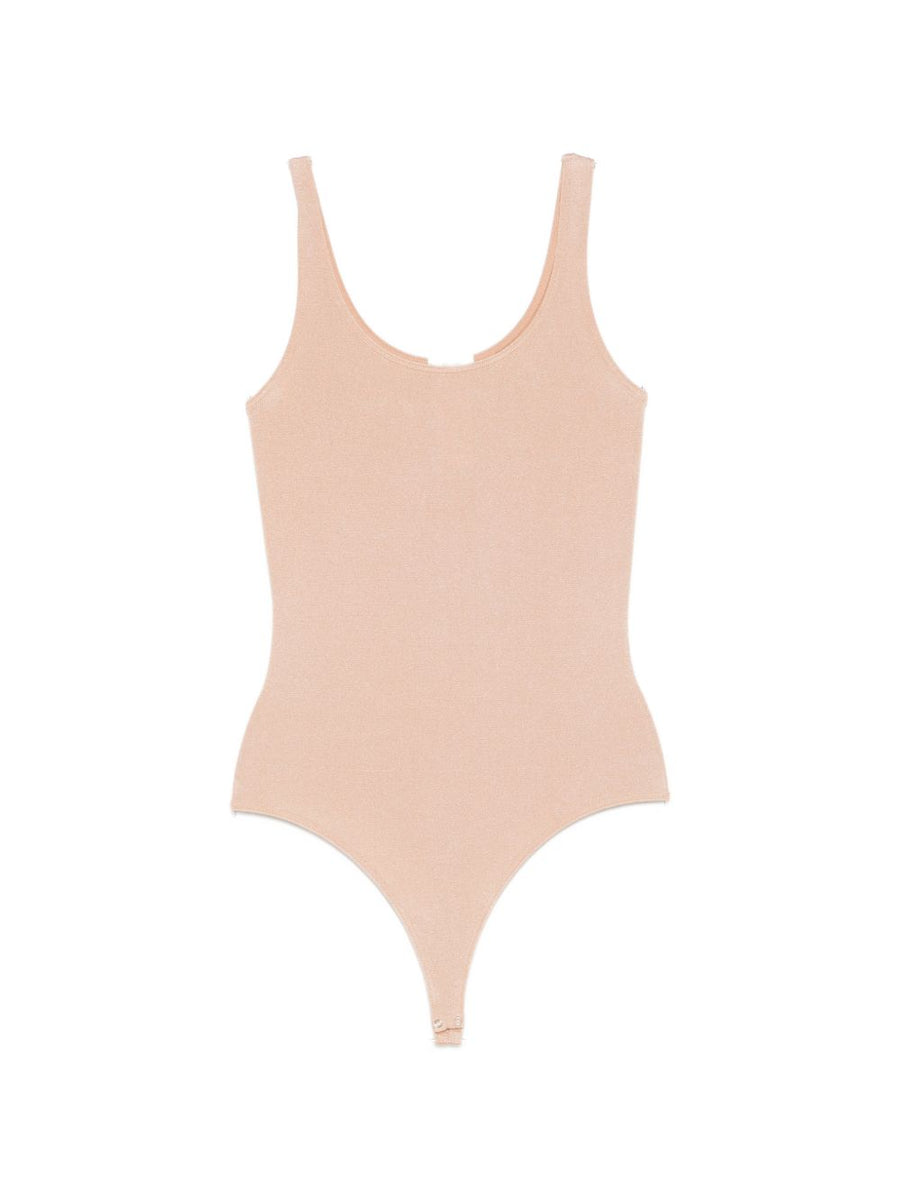 Wolford Jamaika Bodysuit For Women Luxurious Beige Cotton Rich Layering Top With Square Neck