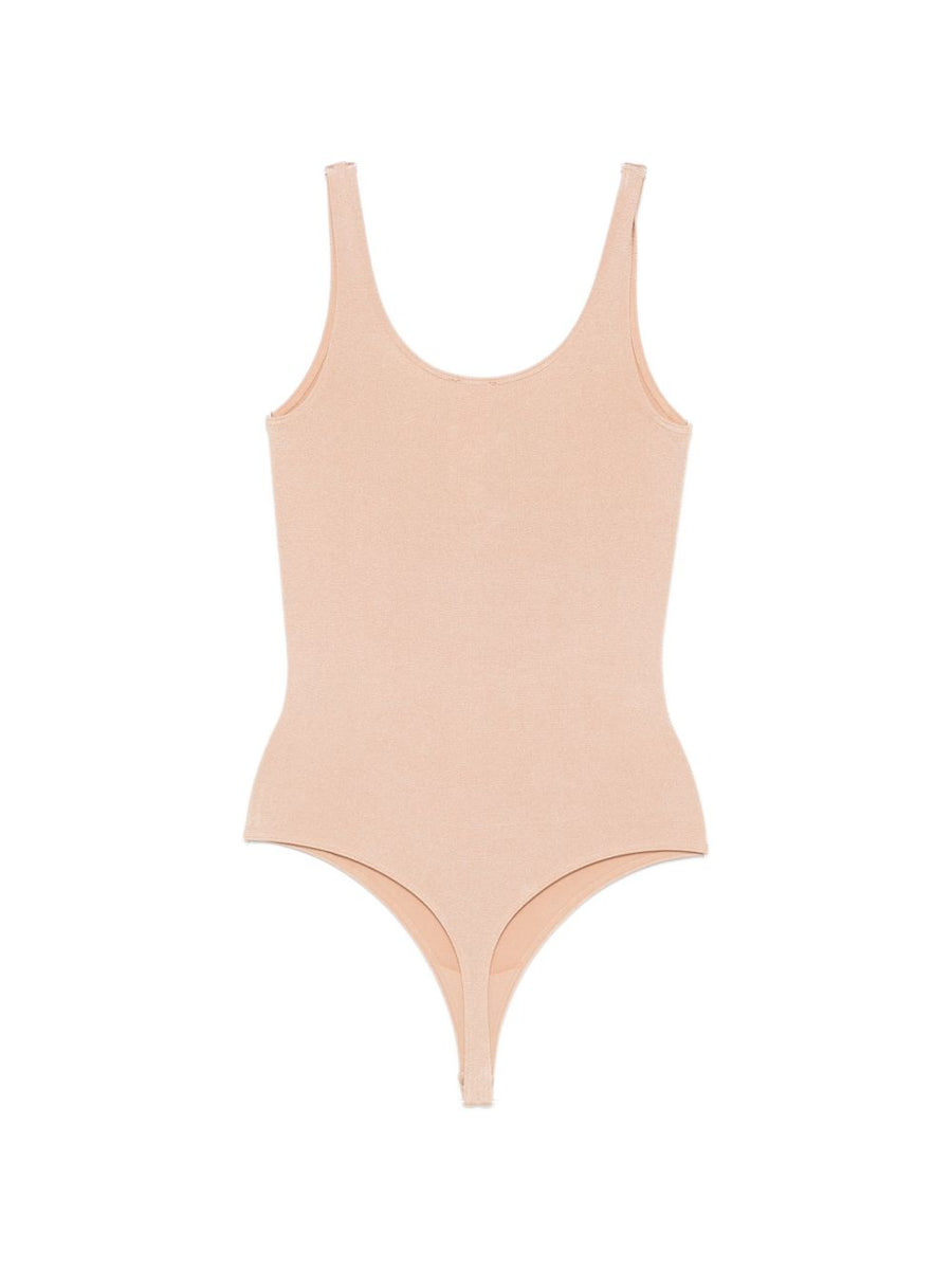 Wolford Jamaika Bodysuit For Women Luxurious Beige Cotton Rich Layering Top With Square Neck