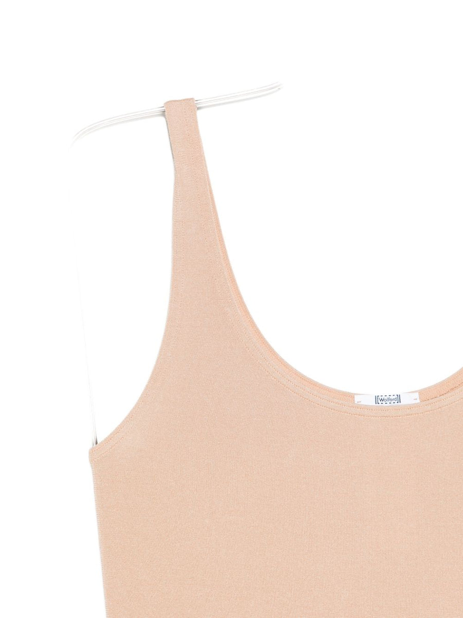 Wolford Jamaika Bodysuit For Women Luxurious Beige Cotton Rich Layering Top With Square Neck