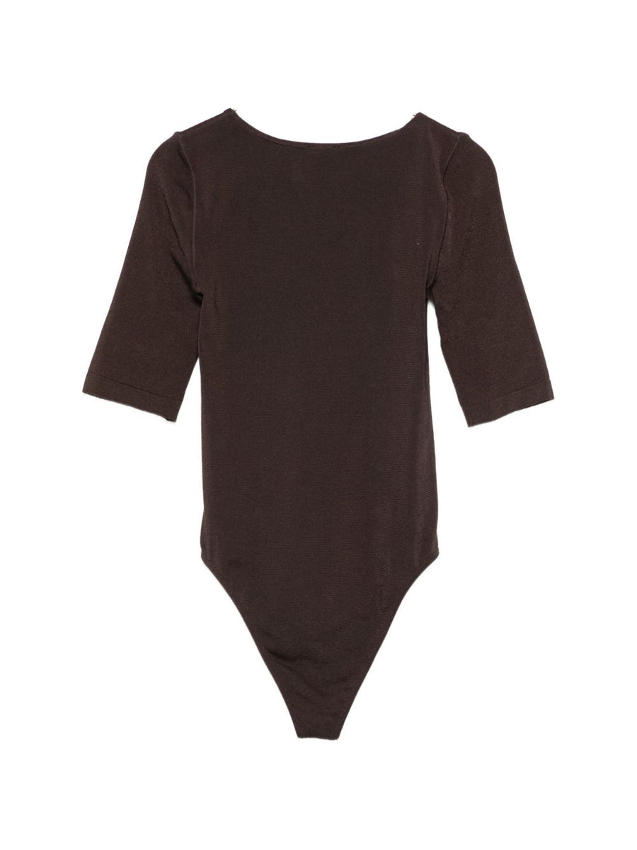 Wolford Bahamas Bodysuit Brown For Women Versatile Layering Topwear With Snap Fastening