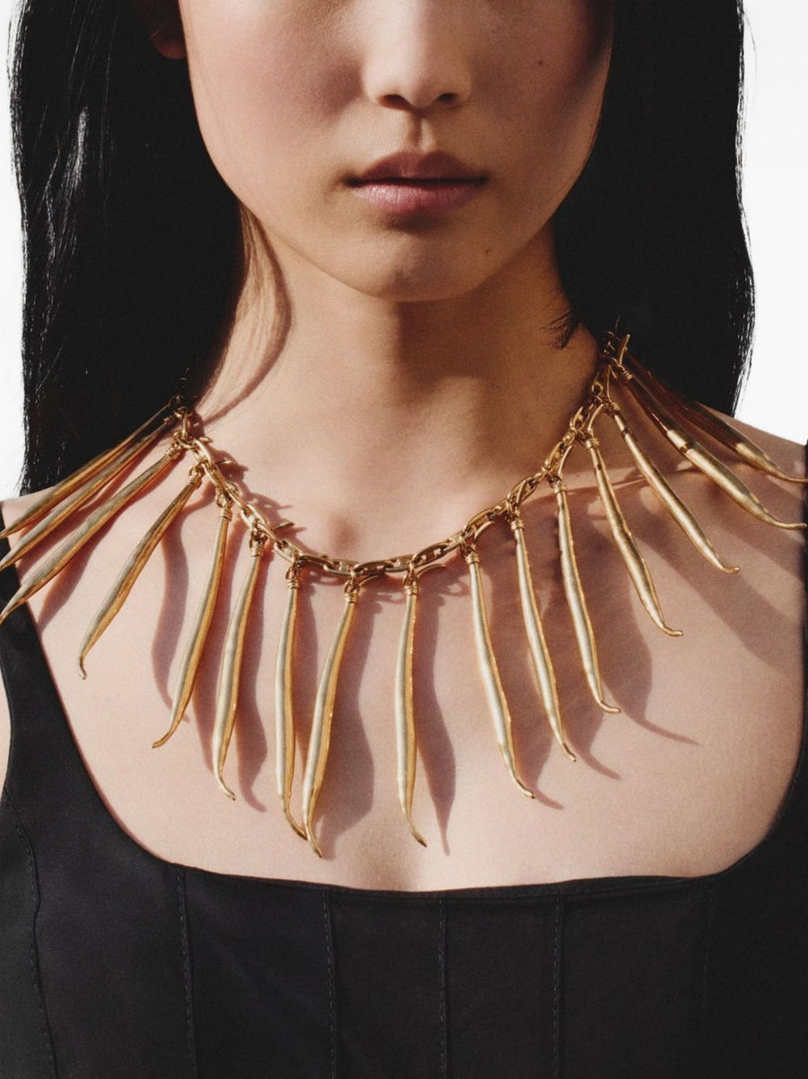 Jacquemus Haricots Necklace Gold Tone Chain Pendant With Lobster Clasp For Women