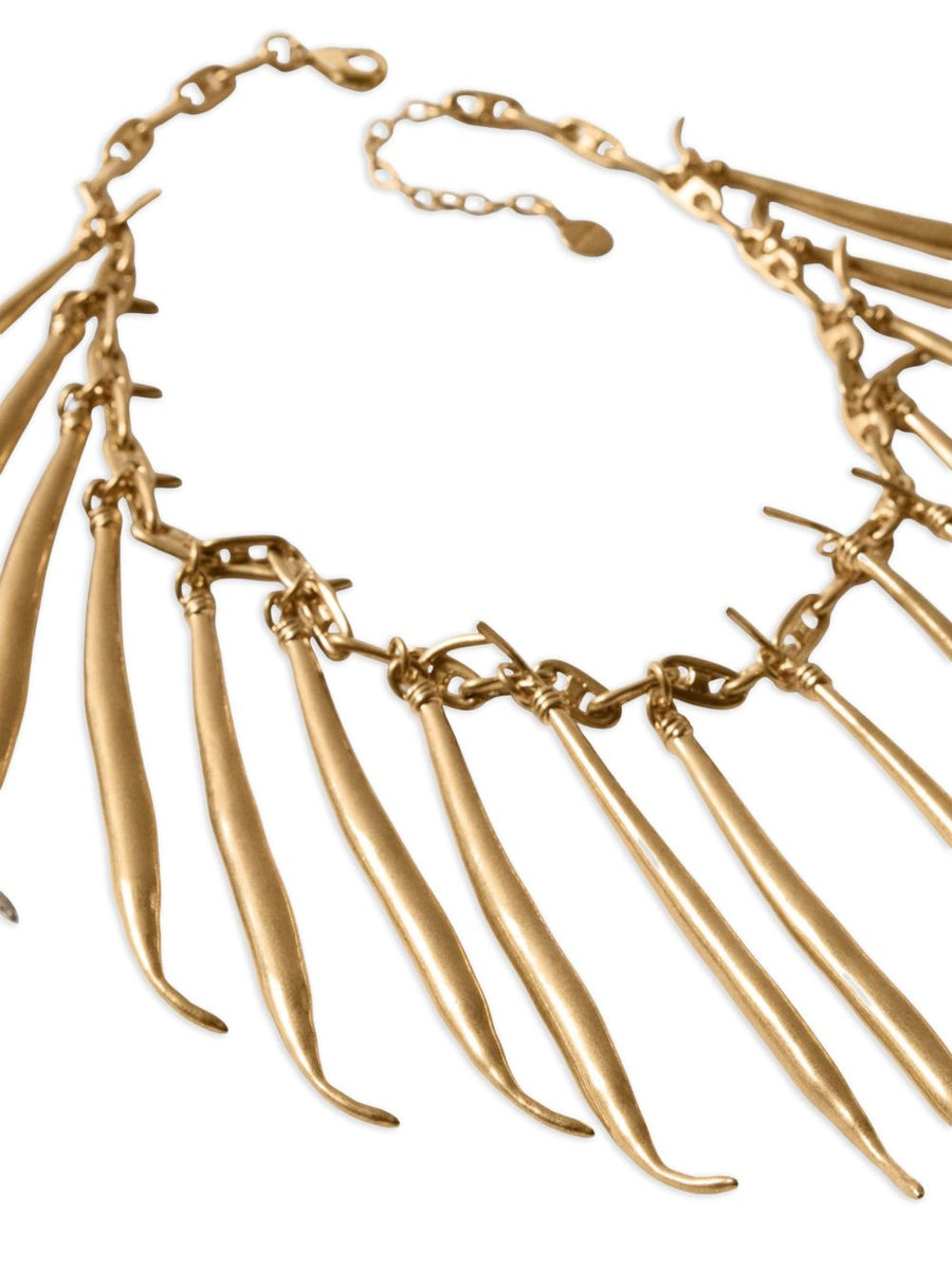 Jacquemus Haricots Necklace Gold Tone Chain Pendant With Lobster Clasp For Women