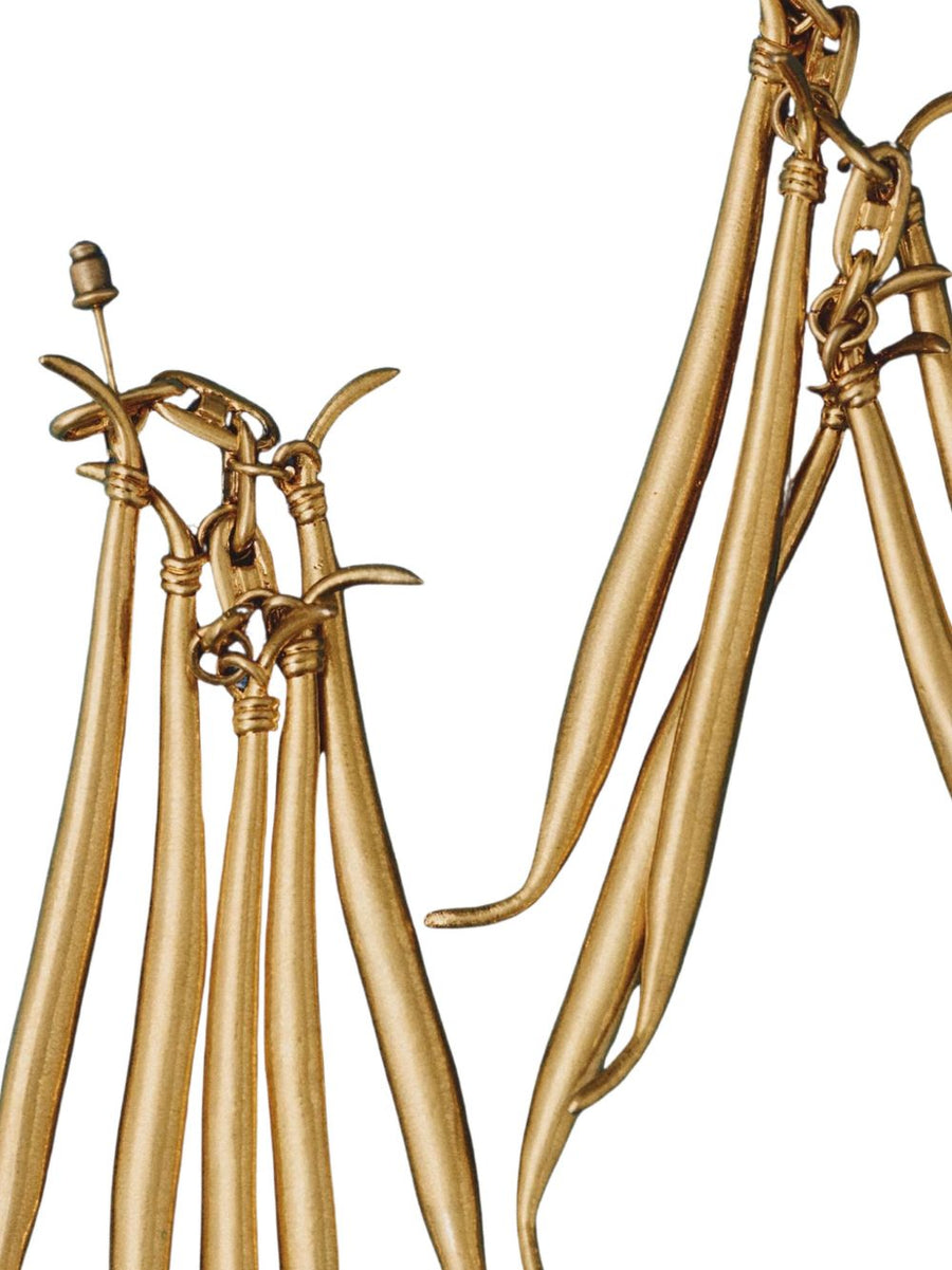 Jacquemus Haricots Gold Tone Drop Earrings With Chain Detail For Women Parisian Inspired Luxury