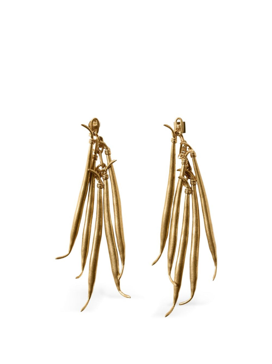Jacquemus Haricots Gold Tone Drop Earrings With Chain Detail For Women Parisian Inspired Luxury