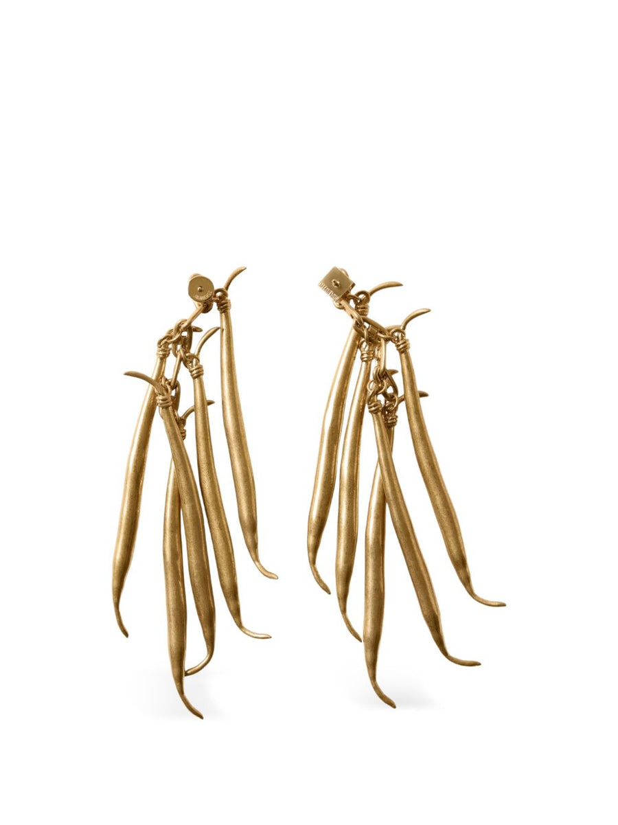 Jacquemus Haricots Gold Tone Drop Earrings With Chain Detail For Women Parisian Inspired Luxury