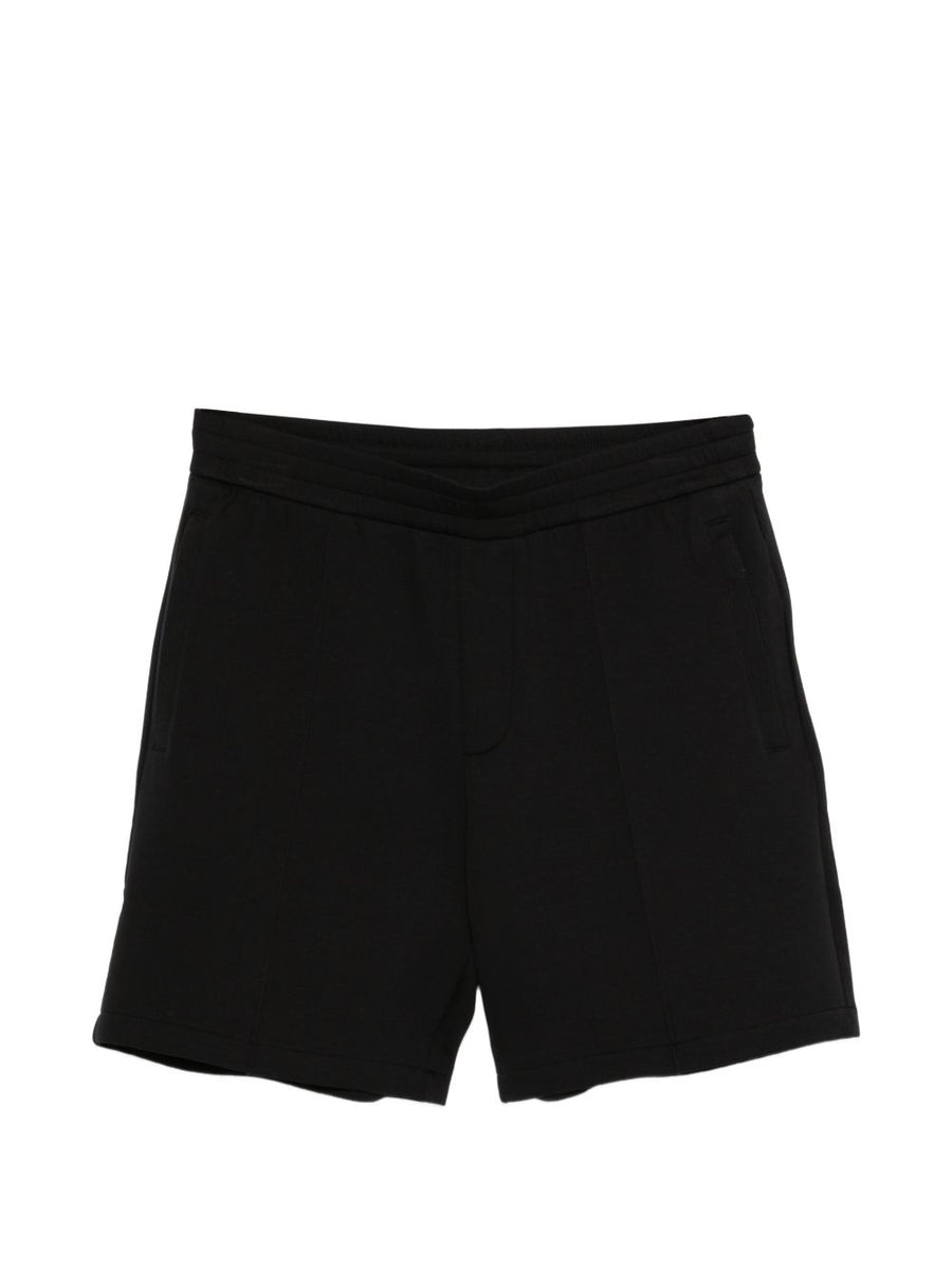 Emporio Armani Mens Black Cotton Shorts With Elasticated Waistband Logo Detail