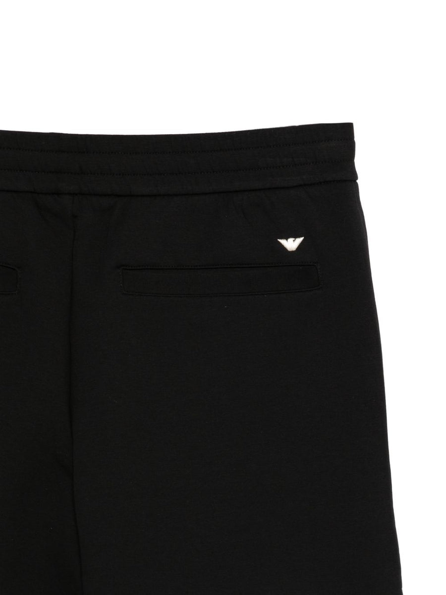 Emporio Armani Mens Black Cotton Shorts With Elasticated Waistband Logo Detail