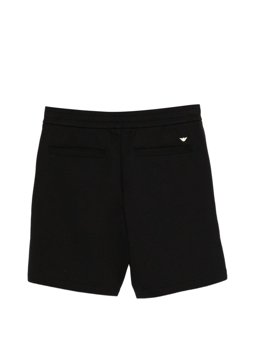 Emporio Armani Mens Black Cotton Shorts With Elasticated Waistband Logo Detail