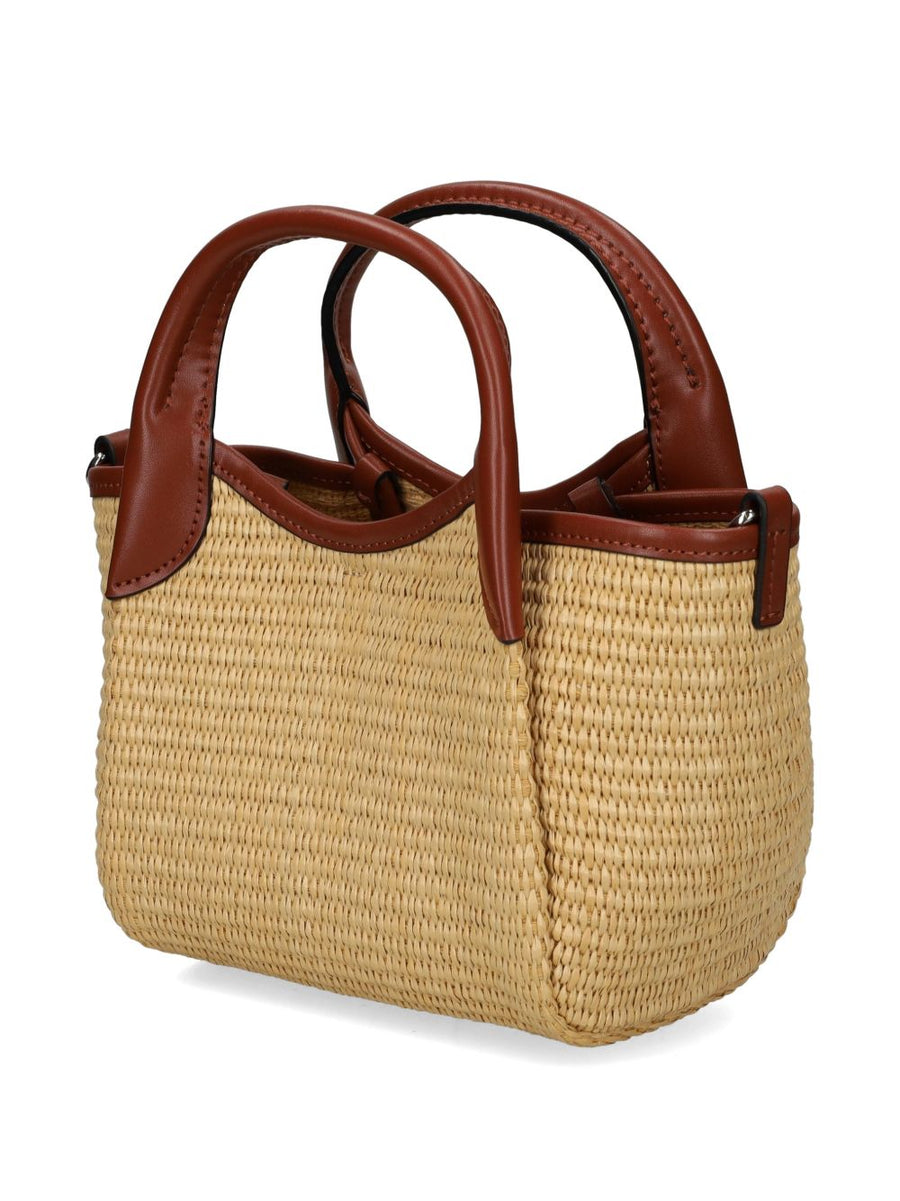 Emporio Armani Woven Straw Small Shopper Bag Luxury Everyday Tote With Detachable Strap For Women