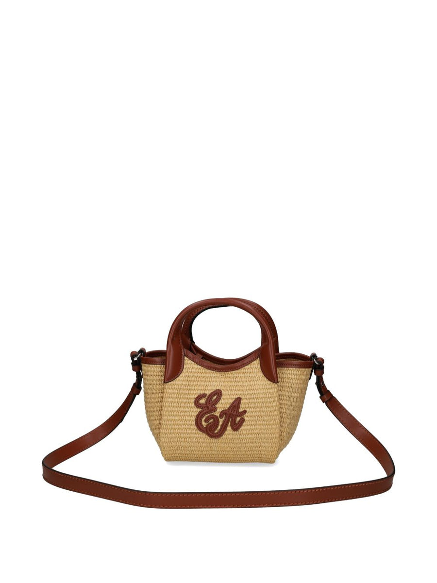 Emporio Armani Woven Straw Small Shopper Bag Luxury Everyday Tote With Detachable Strap For Women