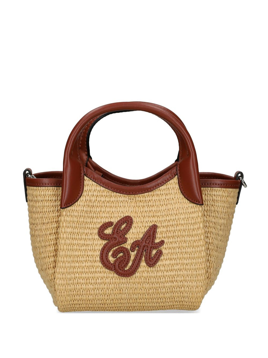 Emporio Armani Woven Straw Small Shopper Bag Luxury Everyday Tote With Detachable Strap For Women