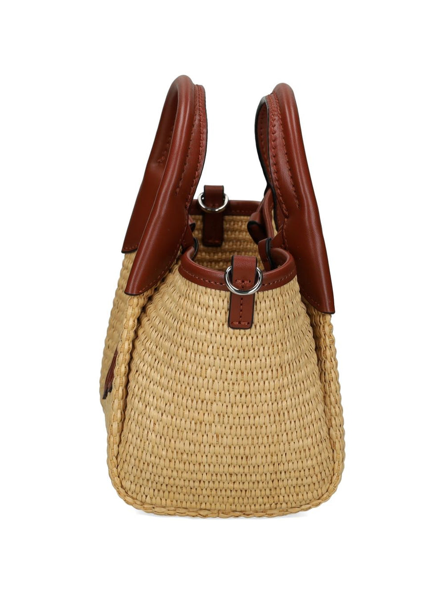 Emporio Armani Woven Straw Small Shopper Bag Luxury Everyday Tote With Detachable Strap For Women