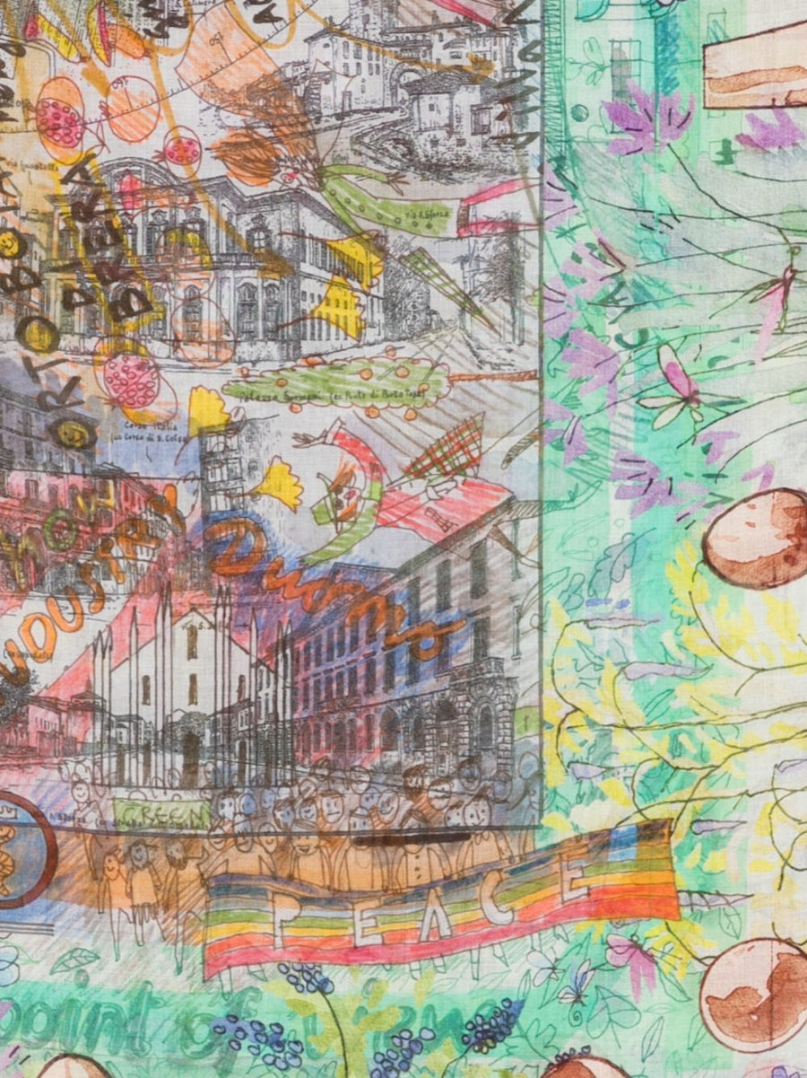 Faliero Sarti Milano Silk-Blend Stole For Women Luxurious Multicolor Print Generous 180x134 cm