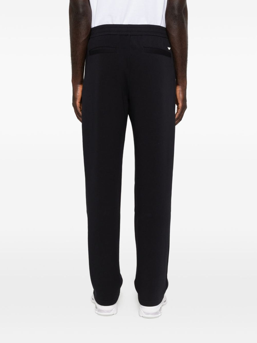 Emporio Armani Cotton Sweatpants Mens Navy With Elastic Waistband And Side Pockets For Refined Everyday Comfort