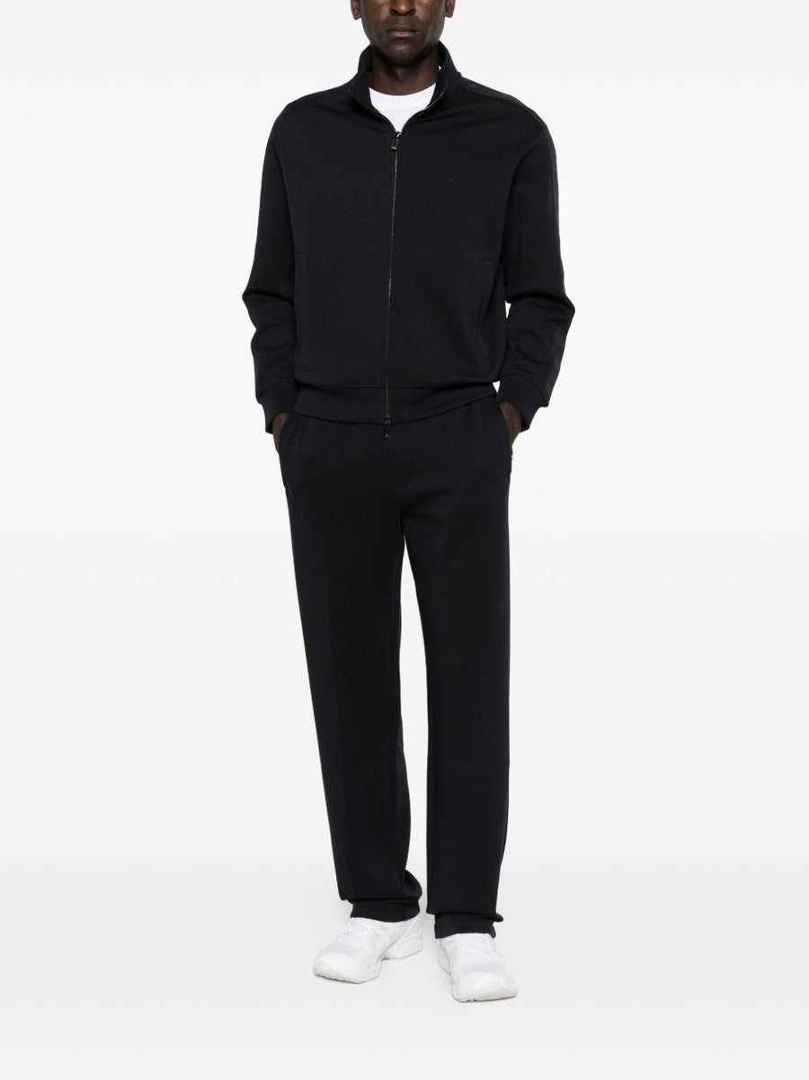 Emporio Armani Cotton Sweatpants Mens Navy With Elastic Waistband And Side Pockets For Refined Everyday Comfort