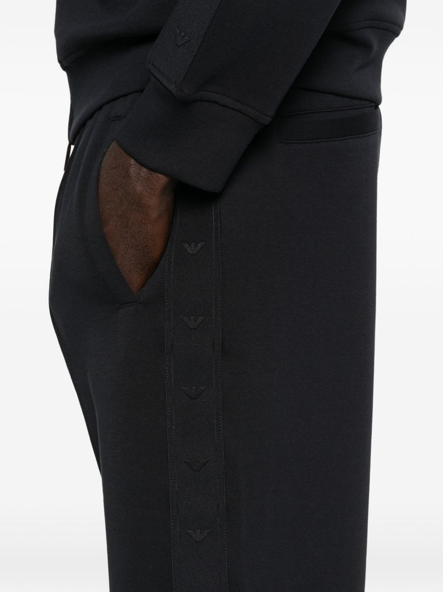 Emporio Armani Men's Cotton Sweatpants Navy With Stretch Elastic Waistband Blue Side Detailing
