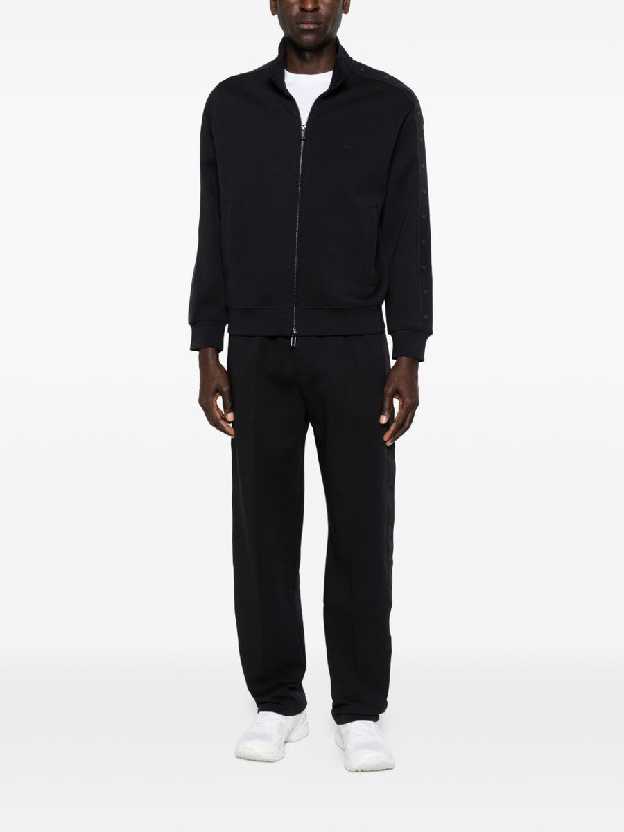 Emporio Armani Men's Cotton Sweatpants Navy With Stretch Elastic Waistband Blue Side Detailing