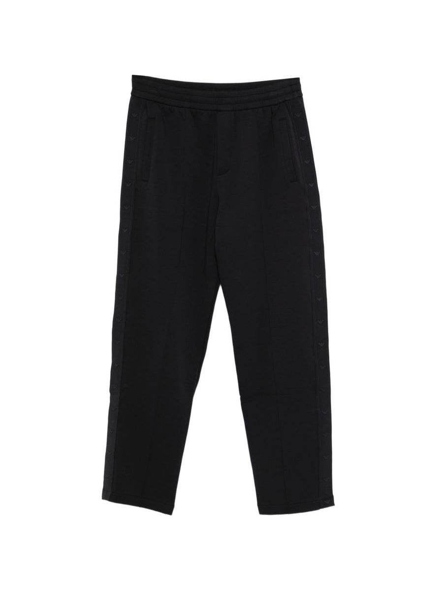 Emporio Armani Men's Cotton Sweatpants Navy With Stretch Elastic Waistband Blue Side Detailing