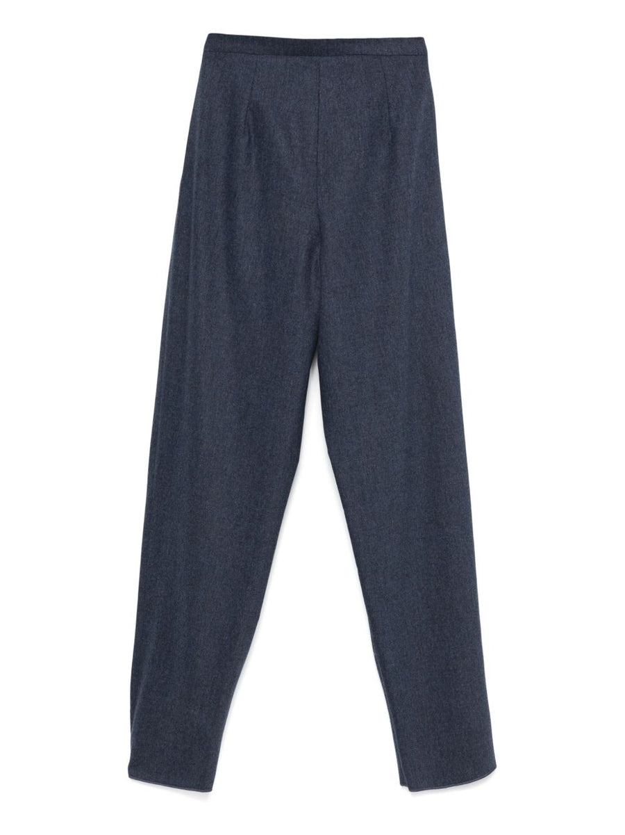Emporio Armani Navy Straight Leg Trousers For Women Premium Workwear Essentials With Timeless Silhouette