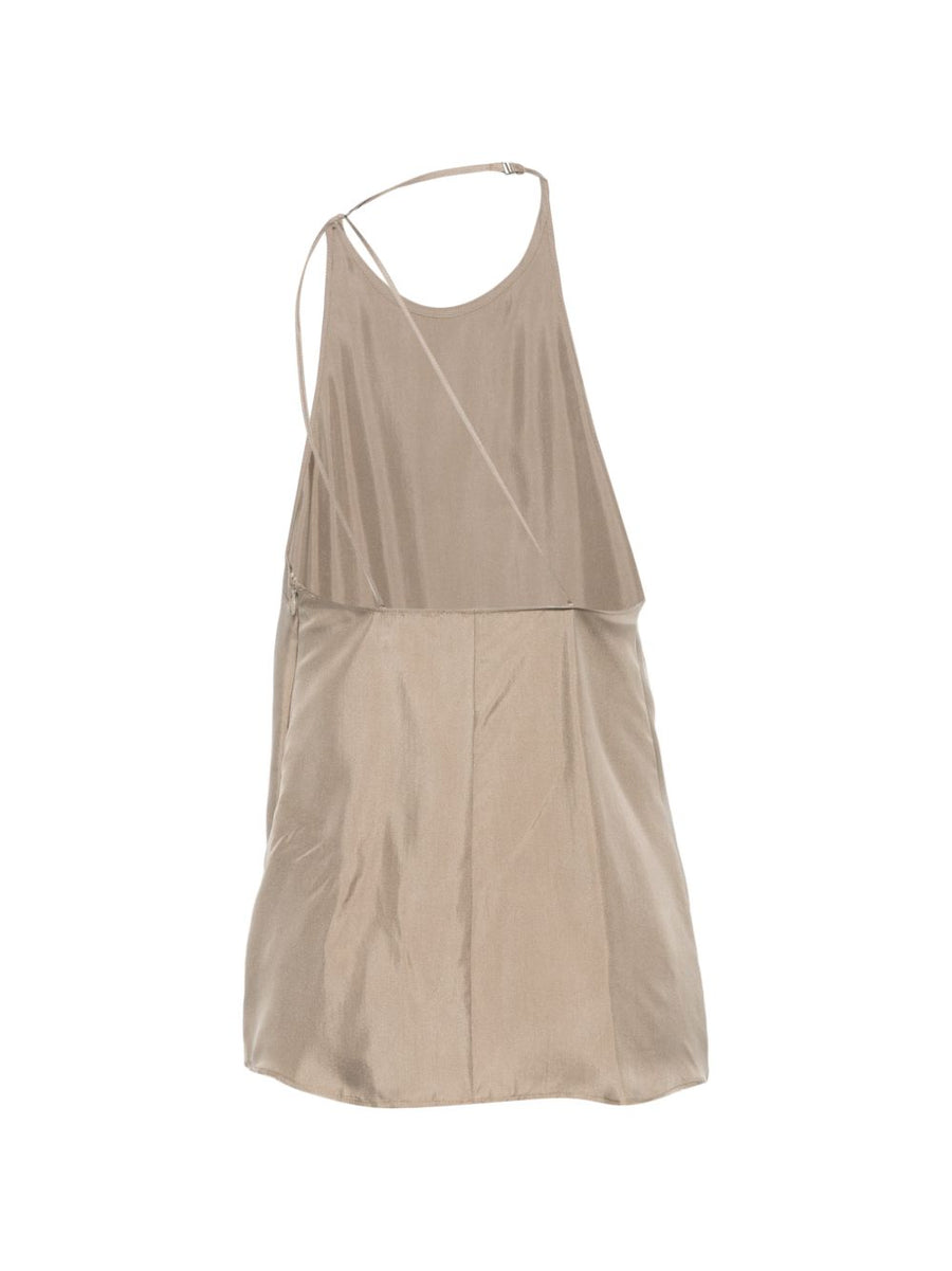 Alysi Twill Silk Top Open Back Grey Spaghetti Straps