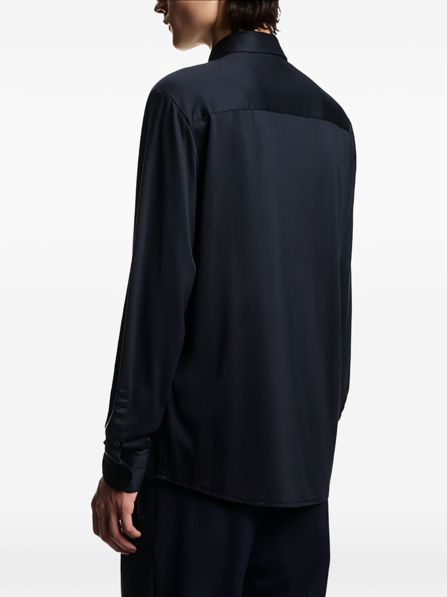 Emporio Armani Navy Lyocell Cotton Blend Shirt For Men Premium Everyday Comfort Essentials