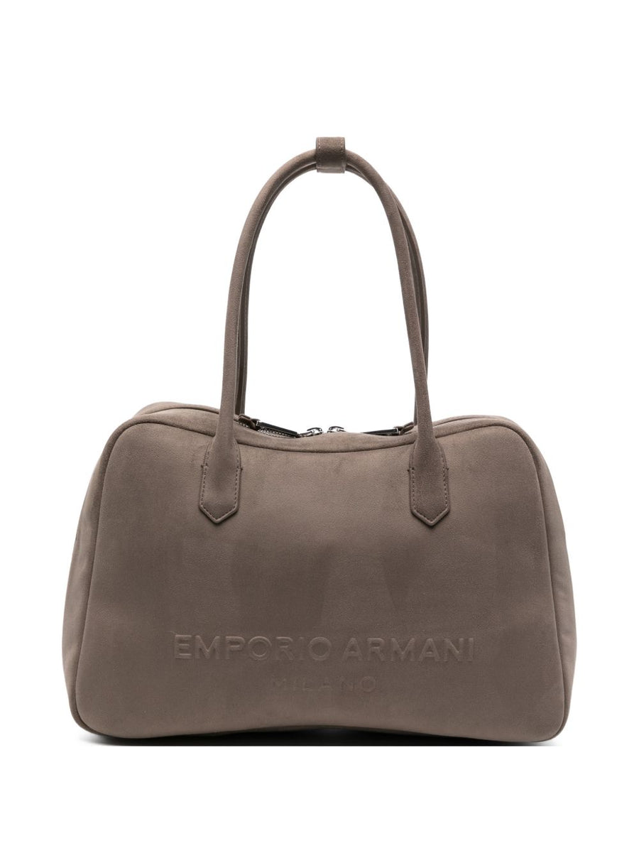Emporio Armani Eagle Club Capsule Suede-Effect Shoulder Bag For Women Elegant Day To Night Luxury