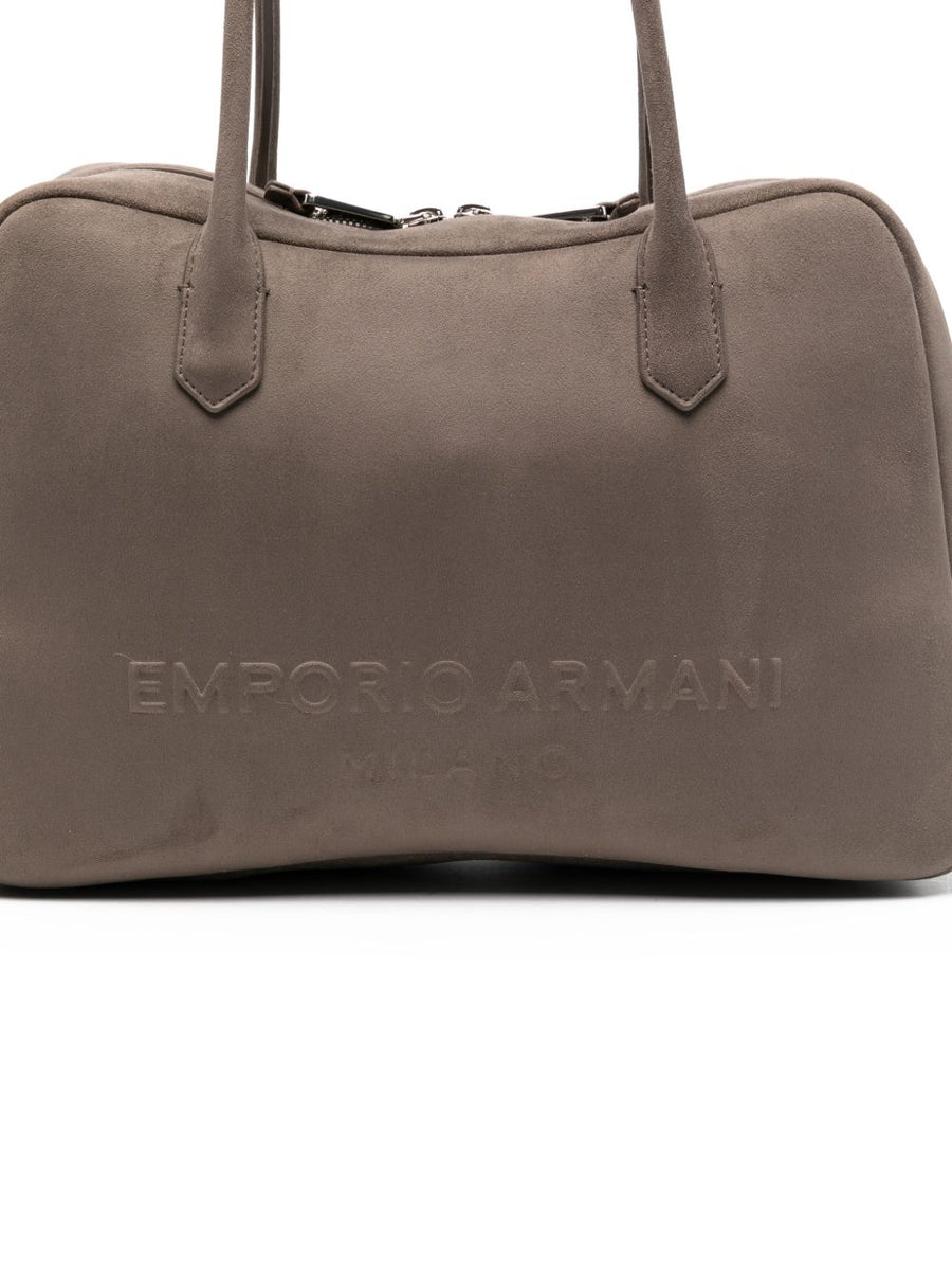 Emporio Armani Eagle Club Capsule Suede-Effect Shoulder Bag For Women Elegant Day To Night Luxury