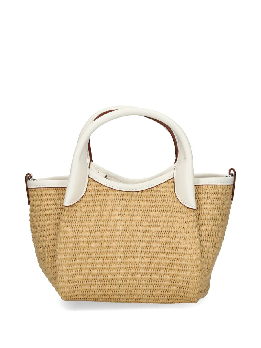 Emporio Armani Woven Straw Small Shopper Bag for Women Luxury Lightweight Tote with Daily Versatility