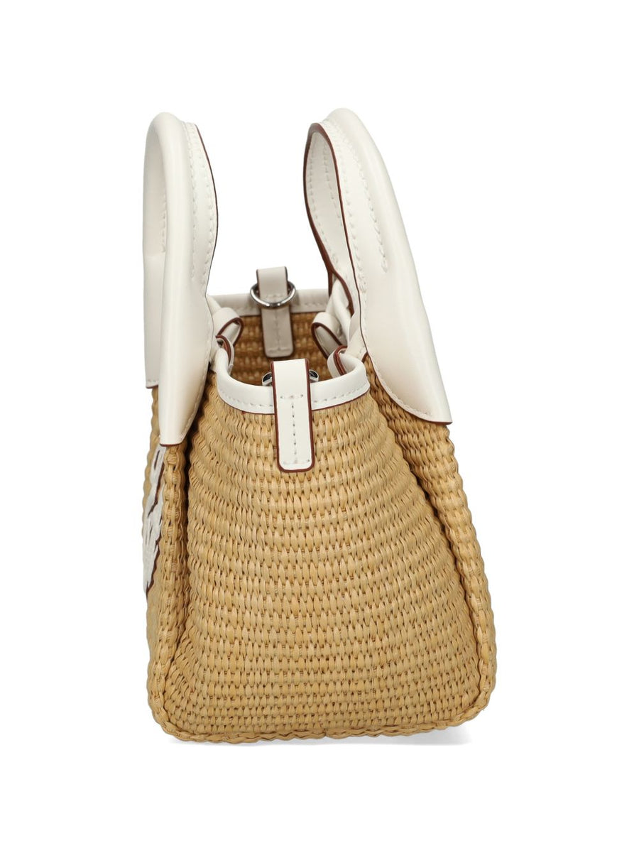 Emporio Armani Woven Straw Small Shopper Bag for Women Luxury Lightweight Tote with Daily Versatility