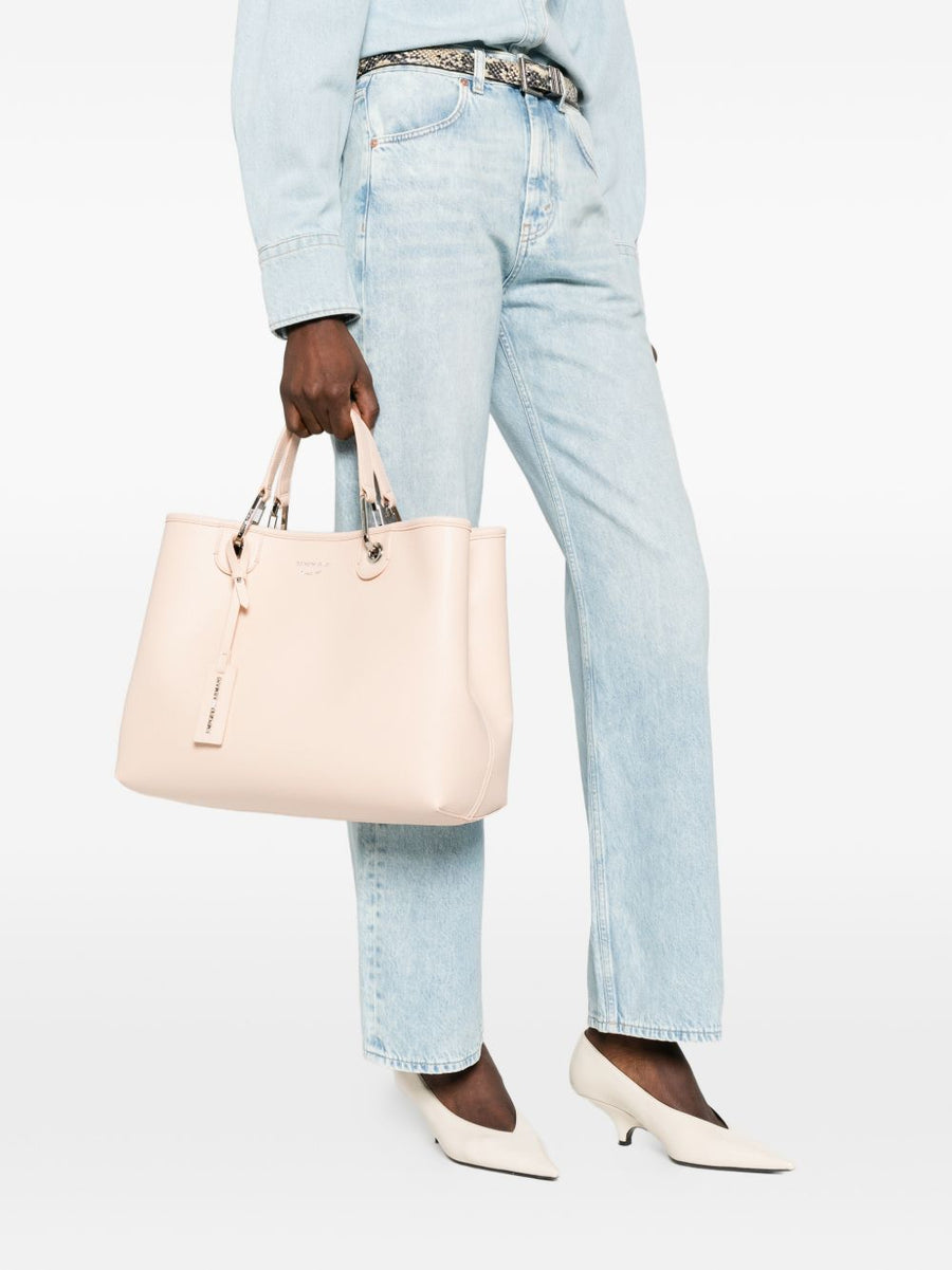 Emporio Armani MyEA Deer Print Shopper For Women, Medium Size, Powder Color, Luxurious Detachable Strap