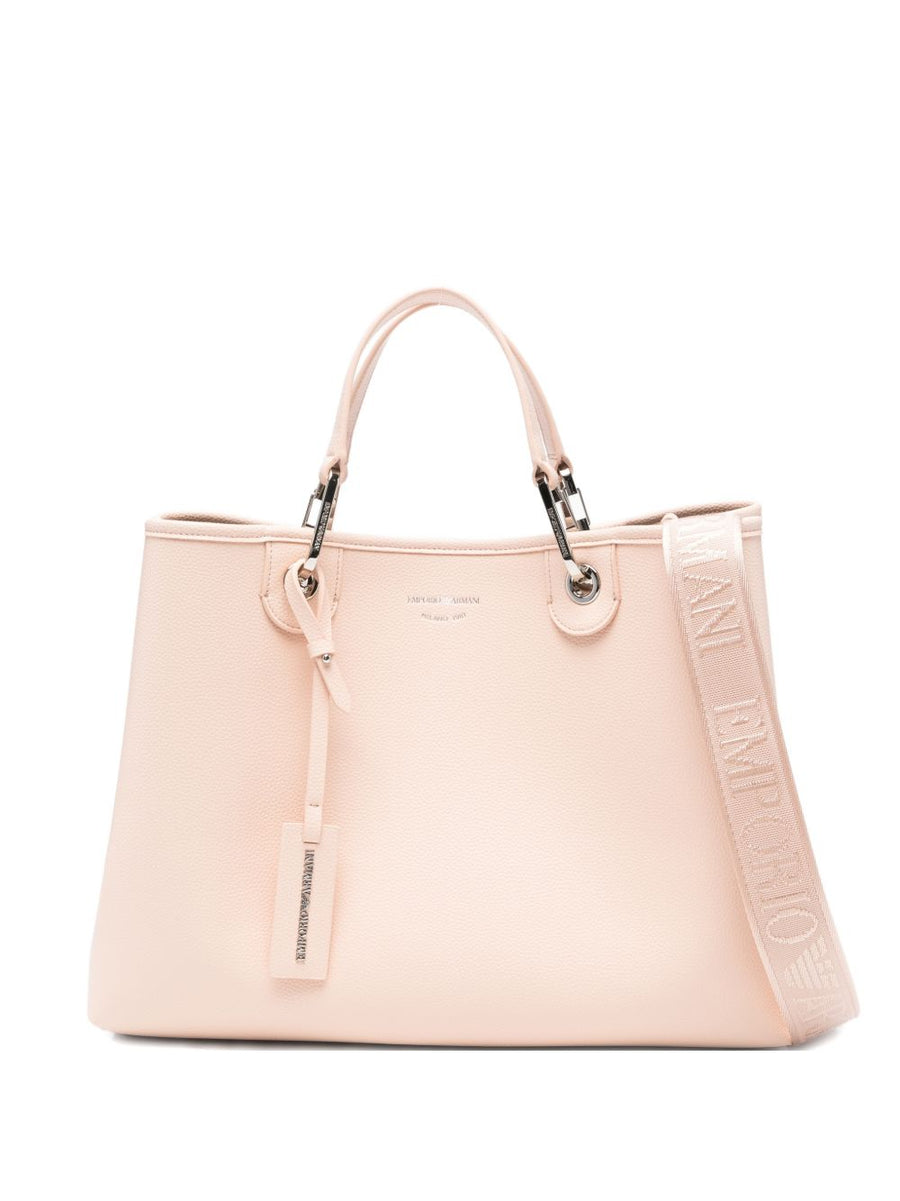 Emporio Armani MyEA Deer Print Shopper For Women, Medium Size, Powder Color, Luxurious Detachable Strap