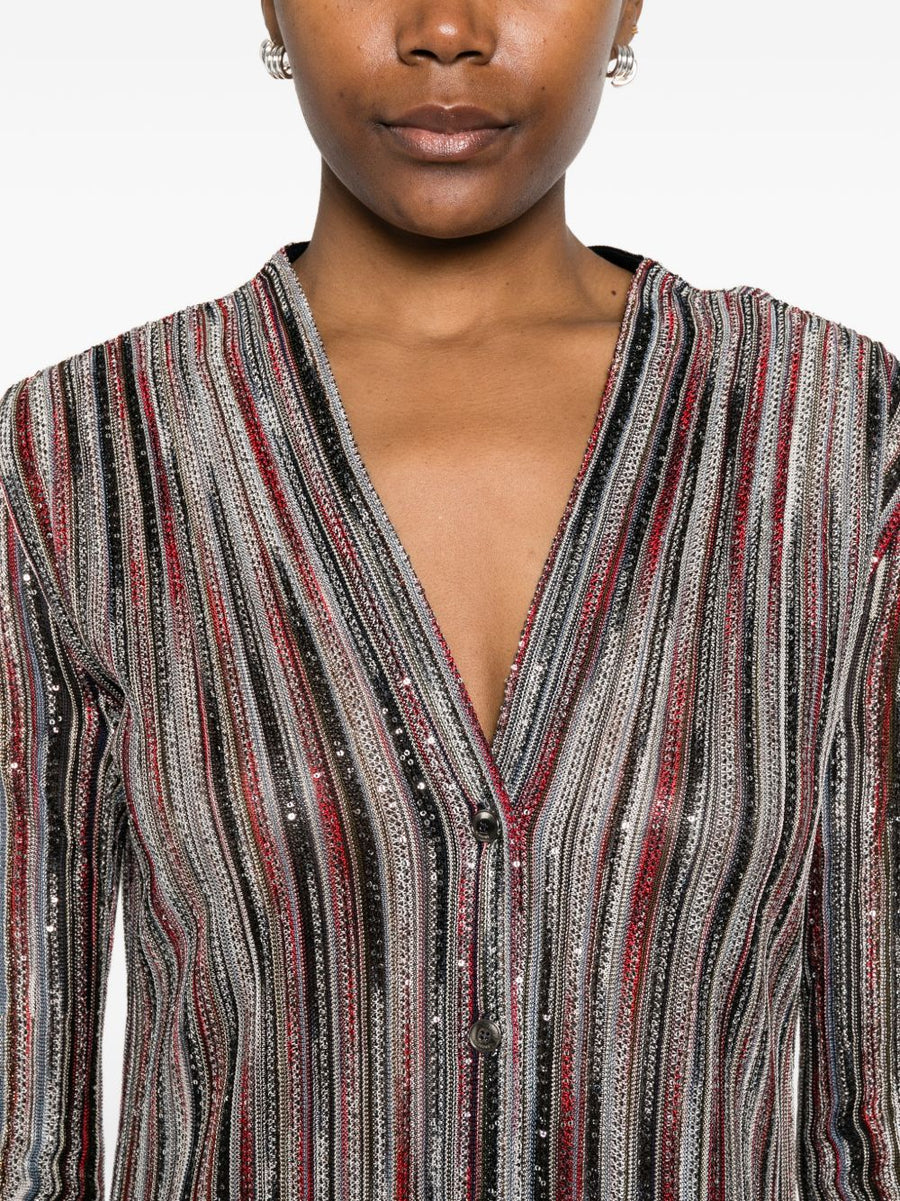Missoni Striped Long Cardigan for Women Premium Knitwear V Neck Luxe Layering Collection