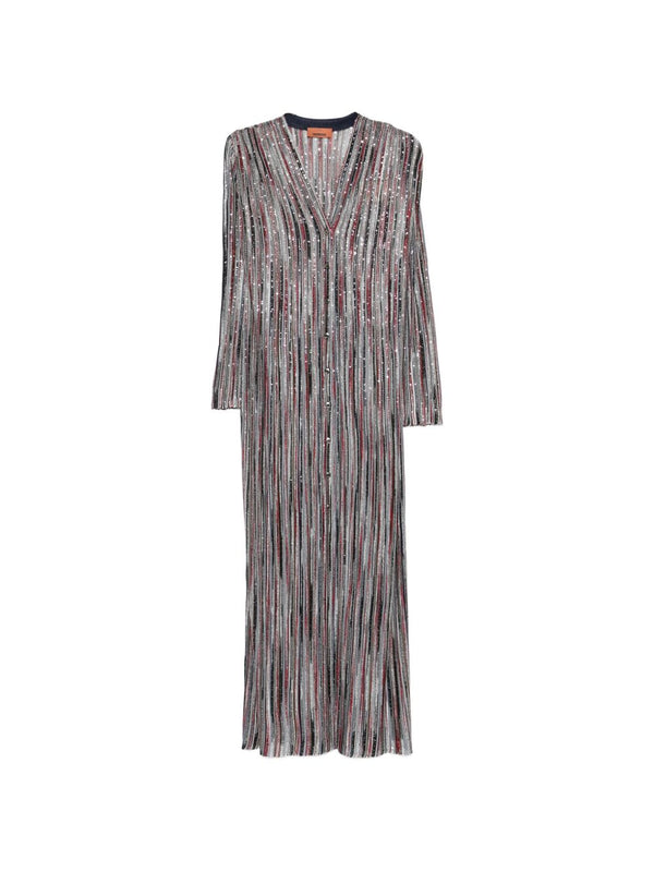 Missoni Striped Long Cardigan for Women Premium Knitwear V Neck Luxe Layering Collection