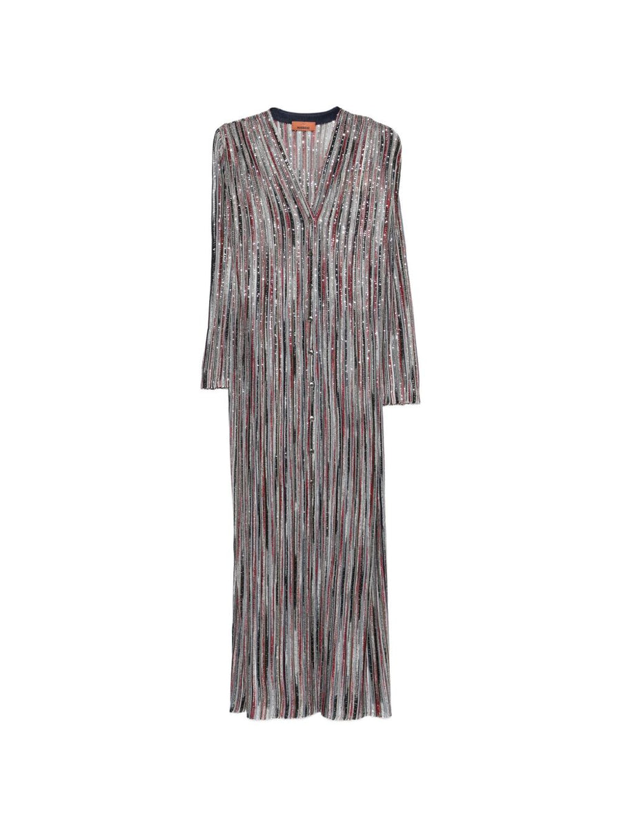 Missoni Striped Long Cardigan for Women Premium Knitwear V Neck Luxe Layering Collection