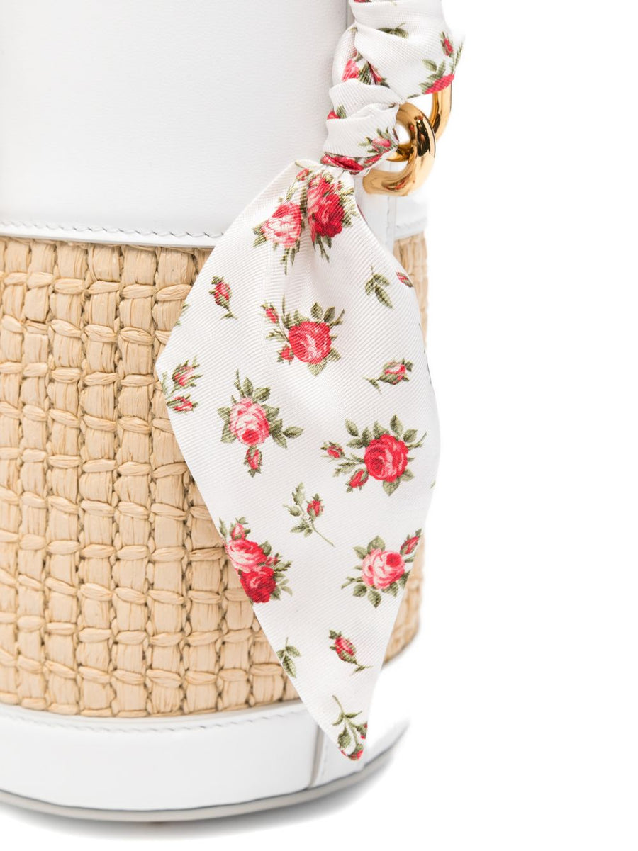 Dolce And Gabbana Capri Raffia Bucket Bag For Women With Drawstring Top Handle And Detachable Shoulder Strap