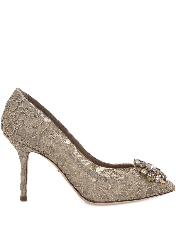 Dolce & Gabbana Rainbow lace décolleté with brooch