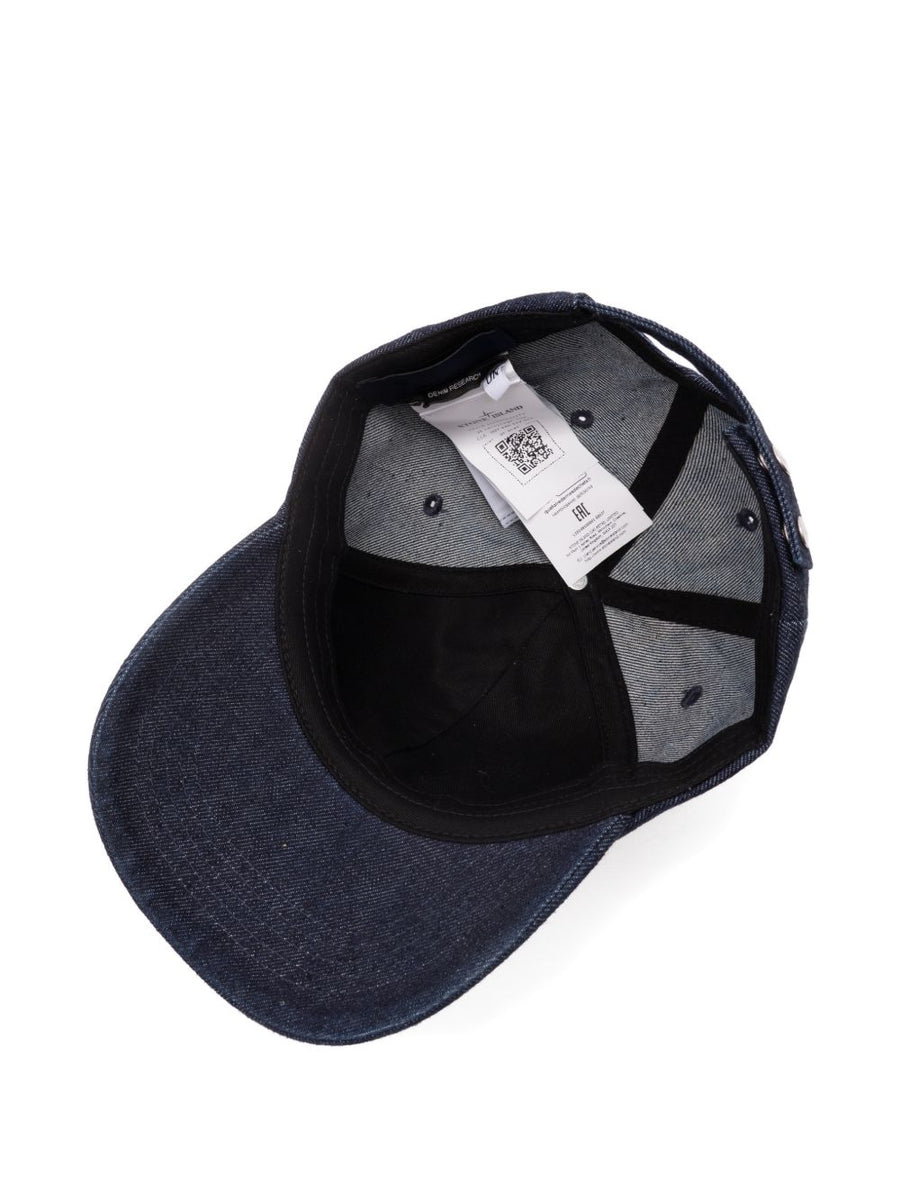 Stone Island Navy Premium Cotton Baseball Cap For Men With Adjustable Strap And Tonal Embroidery