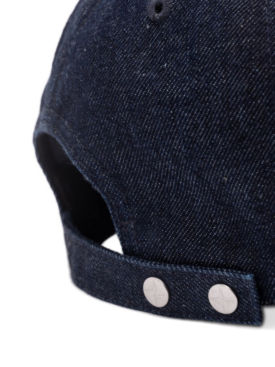 Stone Island Navy Premium Cotton Baseball Cap For Men With Adjustable Strap And Tonal Embroidery
