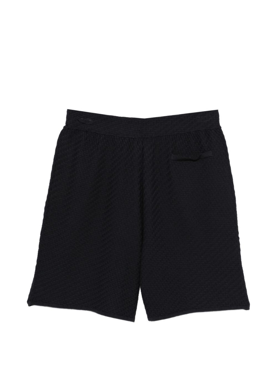 Emporio Armani Knitted Shorts For Men Navy Textured Knit With Back Pocket Luxury Comfort