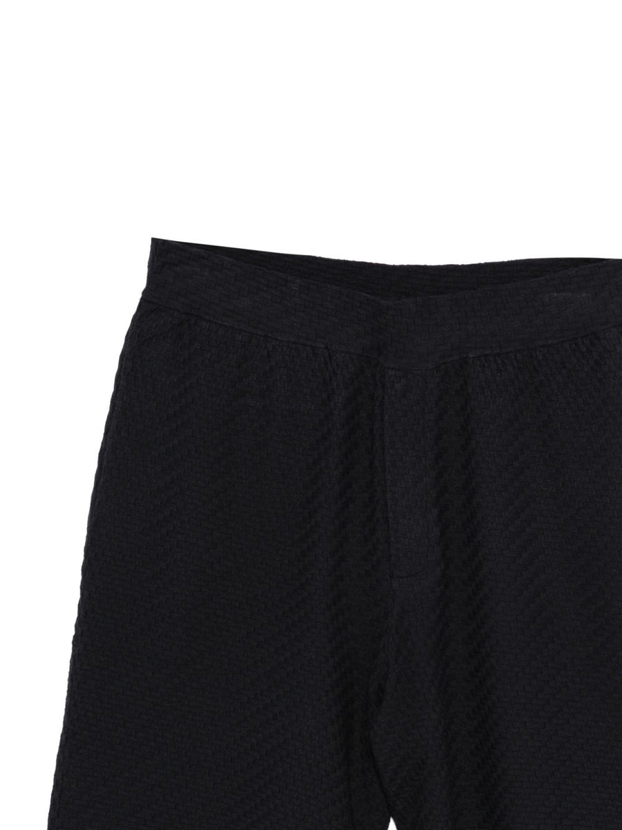 Emporio Armani Knitted Shorts For Men Navy Textured Knit With Back Pocket Luxury Comfort