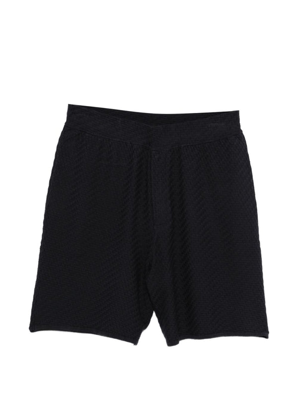 Emporio Armani Knitted Shorts For Men Navy Textured Knit With Back Pocket Luxury Comfort