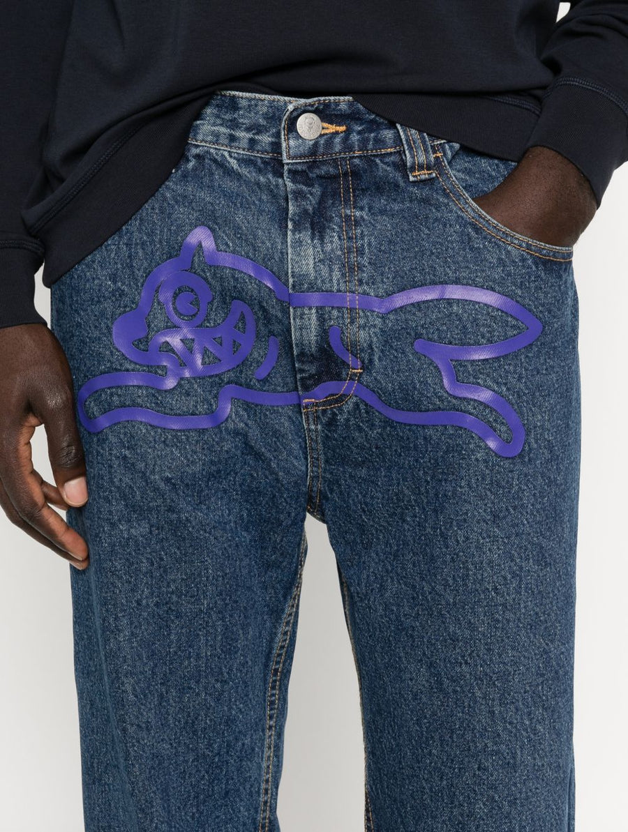 Icecream Running Dog Navy Denim Jeans For Men Durable Five Pocket Everyday Wear Essentials