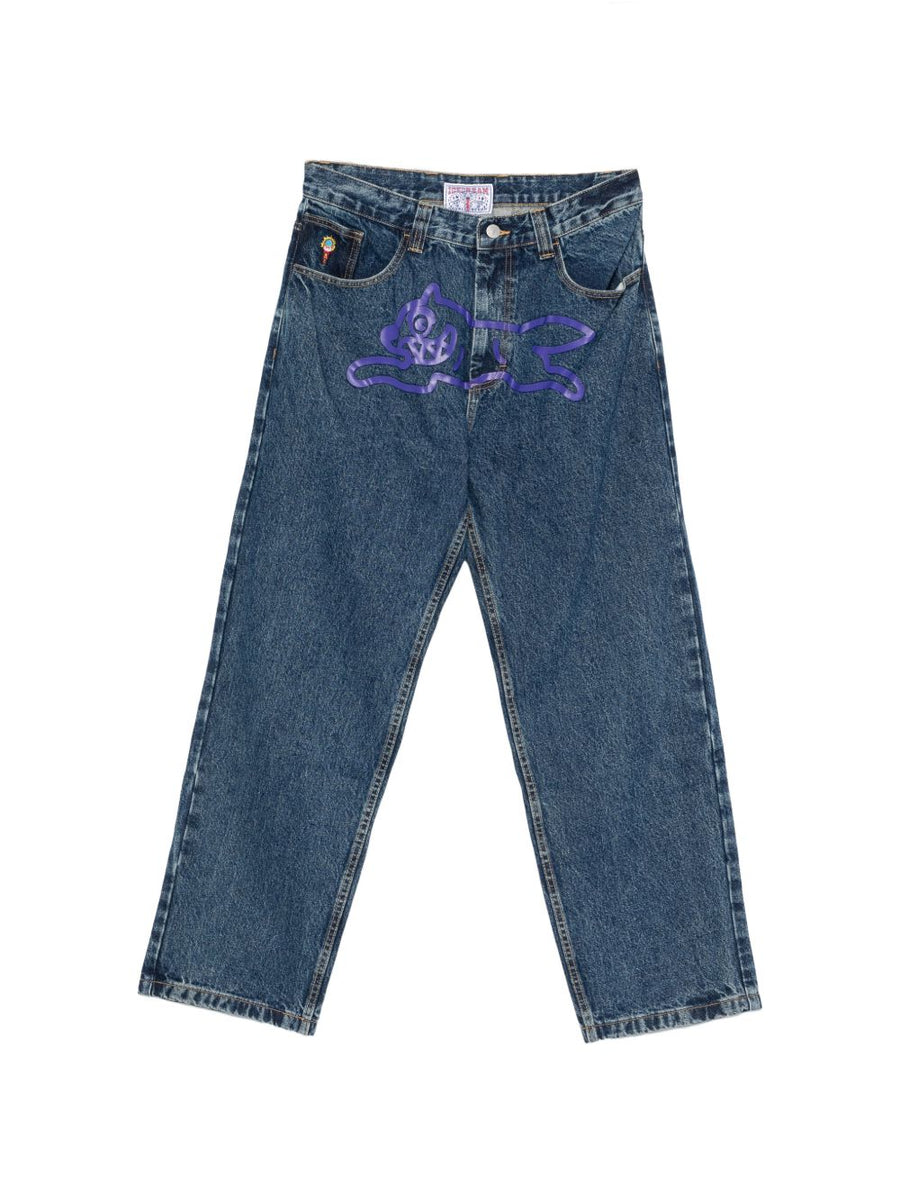 Icecream Running Dog Navy Denim Jeans For Men Durable Five Pocket Everyday Wear Essentials